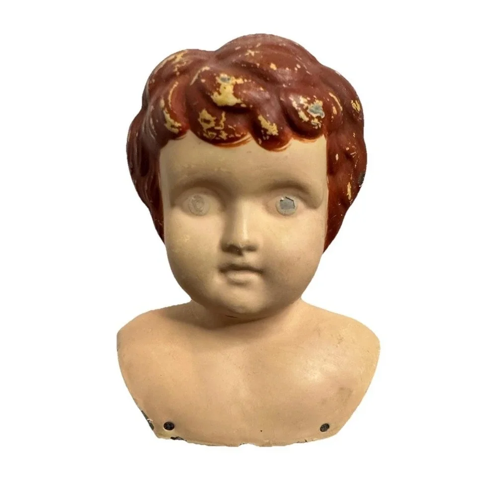 Antique German Minerva Tin Head Doll Head GERMANY 5.25